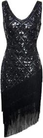 img 3 attached to 👗 BABEYOND 1920s Vintage Flapper Sequined Dress - Gatsby Fringed V-Neck for Roaring 20s Theme Party