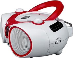 img 2 attached to Портативный стерео бумбокс Jensen CD-490 White/Red с CD-плеером CD-R/RW, радиоприемником AM/FM и входом Aux (цвет ограниченной серии)