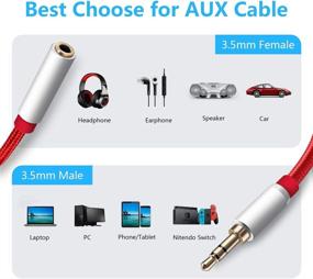 img 2 attached to 🎧 40ft Long Headphone Extension Cable, Bstxnwen Aux Extension Cable - Nylon Braided 3.5mm Male to Female Stereo Audio Extension Cable for iPhone, iPad, Tablets, Media Players - Enhance Audio Experience.