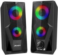 archeer dual-channel gaming rgb speakers – 2.0 usb powered with led light and volume control for laptops, desktops, phone, ipad – 2x5w pc computer speakers logo
