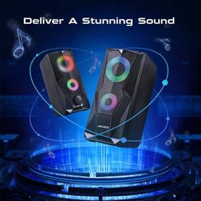 img 2 attached to ARCHEER Dual-Channel Gaming RGB Speakers – 2.0 USB Powered with LED Light and Volume Control for Laptops, Desktops, Phone, iPad – 2x5W PC Computer Speakers