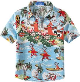 img 4 attached to 🌴 Tropical Ugly Hawaiian Christmas Shirts for Big Boys at the SSLR Santa Claus Party