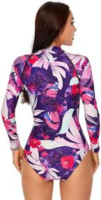 img 3 attached to Milumia Women's Floral Sleeve Zipper Swimsuit - Stylish Beachwear