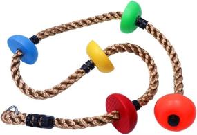 img 2 attached to Colorful Climbing Rope for Kids - 6.5ft with 5 Knotted Foot - Ninja Rope for Ninja Slackline Obstacle Course Accessories, Swing Set & Backyard Play