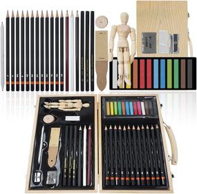 img 4 attached to 🎨 36 Piece CONDA Drawing and Sketching Art Set - Colored Pencils, Acrylic Pastels, Brushes - Perfect for Kids, Teens, and Adults - Gift Box Wooden Set for Sketching and Painting