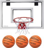 enhanced basketball door hoop set: includes 3 high-quality basketballs and pump logo