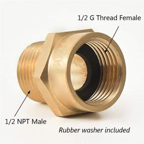 img 3 attached to GESHATEN 1/2” G Thread (BSP) Female to 1/2” NPT 🔩 Male Connector: Brass Adapter for Industrial Metal Pipe Fittings (2 Pack)