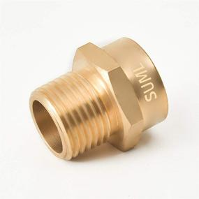 img 1 attached to GESHATEN 1/2” G Thread (BSP) Female to 1/2” NPT 🔩 Male Connector: Brass Adapter for Industrial Metal Pipe Fittings (2 Pack)