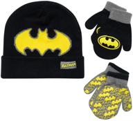 🧤 stay warm and stylish with dc comics batman winter mittens for boys - the perfect cold weather accessory! logo