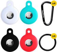 чехол для airtag - брелок airtag accessories key ring keychain | силиконовый чехол для airtag 4 упаковки - белый бирюзовый красный черный логотип