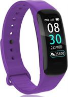 💜 smart fitness tracker watch with body temperature, heart rate, blood pressure, sleep health monitor - pedometer, step calorie counter - activity tracker for kids, women, men (purple) логотип