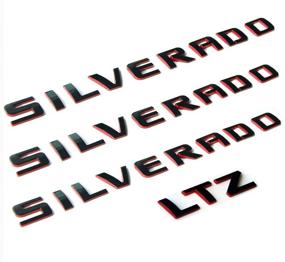 img 4 attached to 🚛 Yoaoo 3x Оригинальные эмблемы Silverado и LTZ с названием - подлинный бейдж 3D для серии Original Silverado 1500, 2500HD, 3500HD Red Line Redline