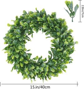 img 1 attached to 🌿 Geboor Faux Boxwood Wreath: 15" Artificial Green Leaves for Front Door and Wall Decoration - Holiday Festival, Wedding Decor - Buy Now