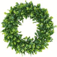 🌿 geboor faux boxwood wreath: 15" artificial green leaves for front door and wall decoration - holiday festival, wedding decor - buy now logo
