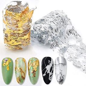 img 4 attached to 💅 Glittering Gold Silver Foil Nail Art: Holographic Aluminum Flakes, Stickers & Sequins for Stunning 3D DIY Designs! Rainbow Accessories & Decals Included!