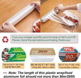 img 3 attached to 🌯 Lopnord Plastic Wrap Dispenser: Reusable Wrap with Slide Cutter for Food - Includes 1 Roll of Plastic Wrap