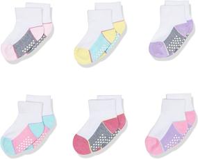 img 4 attached to Jefferies Socks Baby Girls' Toddler Color Block Half Cushion Quarter Socks with Non-Skid - 6 Pack