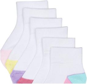 img 3 attached to Jefferies Socks Baby Girls' Toddler Color Block Half Cushion Quarter Socks with Non-Skid - 6 Pack