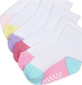 img 2 attached to Jefferies Socks Baby Girls' Toddler Color Block Half Cushion Quarter Socks with Non-Skid - 6 Pack