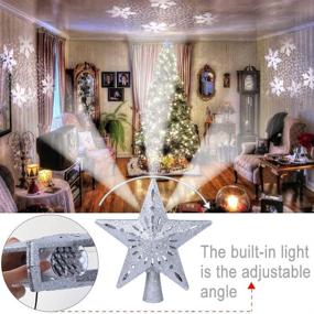 img 2 attached to 🌲 Christmas Tree Topper with LED Rotating Snowflake Projector Lights – AOYOO Lighted Star Topper, 3D Glitter Snow Projection for Indoor Outdoor Xmas Decorations, Holiday Party Ornament