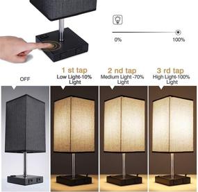 img 3 attached to ⚡ Modern Nightstand Lamp Black Set of 2 with USB Ports and AC Outlet - Dimmable Touch Table Lamps for Bedroom and Living Room with Edison LED Bulbs Included - LIGHTESS LG9925871