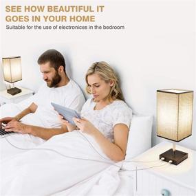 img 1 attached to ⚡ Modern Nightstand Lamp Black Set of 2 with USB Ports and AC Outlet - Dimmable Touch Table Lamps for Bedroom and Living Room with Edison LED Bulbs Included - LIGHTESS LG9925871