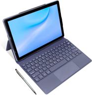 планшет с клавиатурой 10 дюймов, android 10, восьмиядерный процессор, 1920x1200 full hd, 4 гб озу, 64 гб встроенной памяти rom, 2-в-1 планшет с стилусом, 5g wifi, чехол и подставка, двойная камера 5+8 мп, gps. логотип