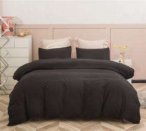 img 4 attached to 🛏️ Превосходное постельное белье, одеяло для двуспальной кровати, черное, размер Queen | Набор одеял для кровати Queen с застежкой на молнии - 3 штуки (90x90 дюймов)