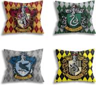 🏻 set of 4 akyuu harry hogwarts school potter pillow covers - 18x18 inches, perfect for home decor, room, couch, sofa, bed логотип