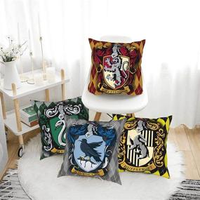 img 2 attached to 🏻 Set of 4 Akyuu Harry Hogwarts School Potter Pillow Covers - 18x18 inches, Perfect for Home Decor, Room, Couch, Sofa, Bed