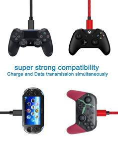 img 1 attached to ⚡ High-Quality 6Ft Dual Pack PS4 Controller Charger Cable for Xbox One & Playstation 4 - Fast Charging, Micro USB Data Wire Included