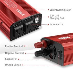 img 3 attached to 500W YSOLX Инвертор напряжения с преобразователем постоянного тока 12V в переменный ток 110V - Адаптер с автомобильной вилкой, зарядное устройство для ноутбука