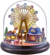 🎡 flever dollhouse miniature diy house kit with furniture, glass cover, and romantic artwork gift: happy ferris wheel logo
