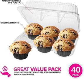 img 3 attached to 🧁 Stock Your Home 6-Compartment Disposable Containers (40 Count) - Cupcake & Muffin Storage Trays with Deep Cups - Hinged Lock Clamshell for Easy Transport