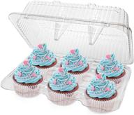 🧁 stock your home 6-compartment disposable containers (40 count) - cupcake & muffin storage trays with deep cups - hinged lock clamshell for easy transport логотип