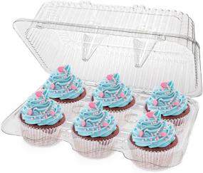 img 4 attached to 🧁 Stock Your Home 6-Compartment Disposable Containers (40 Count) - Cupcake & Muffin Storage Trays with Deep Cups - Hinged Lock Clamshell for Easy Transport