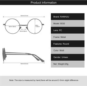 img 1 attached to RANHUU Blue Light Blocking Round Metal Frame Glasses: Circle John Lennon Style Computer Eyeglasses - Protect Your Eyes Now