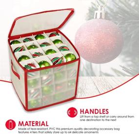 img 3 attached to 🎄 Home Basics Easy Storage: 64-Compartment Zippered Christmas Ornament Box Tote Chest with Handles - Holds Ornaments up to 3-inch Diameter