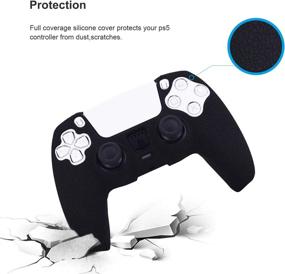 img 2 attached to Pandaren PS5 Controller Grips: 2-Pack Skin with Texture Pattern Cover + 8pcs FPS Pro Thumb Stick Cap Protector - Sweat-Proof Anti-Slip Silicone Hand Grip for Playstation 5 (Black)