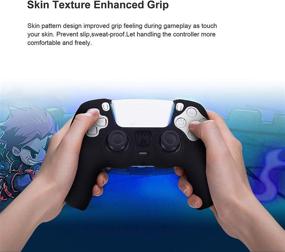 img 3 attached to Pandaren PS5 Controller Grips: 2-Pack Skin with Texture Pattern Cover + 8pcs FPS Pro Thumb Stick Cap Protector - Sweat-Proof Anti-Slip Silicone Hand Grip for Playstation 5 (Black)