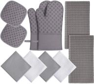 🔥 10-piece oven mitts and pot holders set with kitchen towels, dishcloths, and dish drying mat - 500 degree high heat resistant, microfiber super absorbent soft towels for kitchen, cooking, baking logo