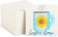 🎨 unglazed white ceramic tiles set: perfect for crafts & diy coasters (4.25 inches, pack of 12) logo