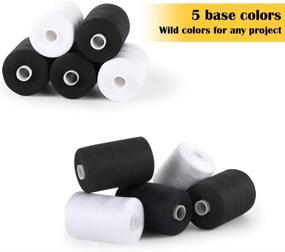 img 2 attached to 🧵 Mega Value Pack: MOOACE 5 PCS Sewing Thread Spools - 1000 Yards Mixed Cotton Thread for Sewing Machine - Perfect for DIY Sewing Projects in Black & White