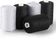 🧵 mega value pack: mooace 5 pcs sewing thread spools - 1000 yards mixed cotton thread for sewing machine - perfect for diy sewing projects in black & white logo