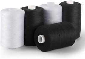 img 4 attached to 🧵 Mega Value Pack: MOOACE 5 PCS Sewing Thread Spools - 1000 Yards Mixed Cotton Thread for Sewing Machine - Perfect for DIY Sewing Projects in Black & White