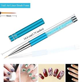 img 1 attached to 💅 Ycyan 3Pcs Nail Art Liner Brush Pen Set with Rhinestone Handle - Salon Quality Nylon Hair Brushes (7 mm, 9 mm, 11 mm)