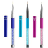 💅 ycyan 3pcs nail art liner brush pen set with rhinestone handle - salon quality nylon hair brushes (7 mm, 9 mm, 11 mm) logo