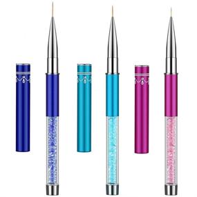 img 4 attached to 💅 Ycyan 3Pcs Nail Art Liner Brush Pen Set with Rhinestone Handle - Salon Quality Nylon Hair Brushes (7 mm, 9 mm, 11 mm)