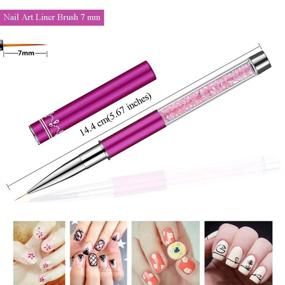 img 2 attached to 💅 Ycyan 3Pcs Nail Art Liner Brush Pen Set with Rhinestone Handle - Salon Quality Nylon Hair Brushes (7 mm, 9 mm, 11 mm)