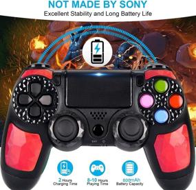 img 2 attached to 🎮 ATISTAK Wireless PS4 Controller: Two Motor Gamepad with Charging Cable - Perfect Gift for Girls/Kids/Men, New Red and Black Joystick